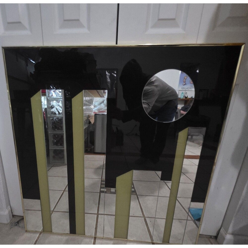 NYC Skyline Mirror Mirrorscape Art Deco Design 1980's Vintage Rare Piece 30×30!